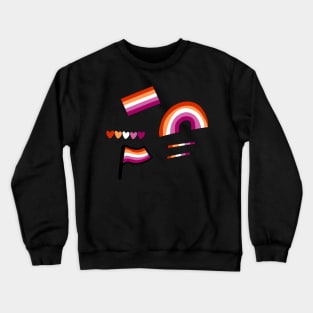 lesbian flag sticker pack wlw rainbow hearts Crewneck Sweatshirt